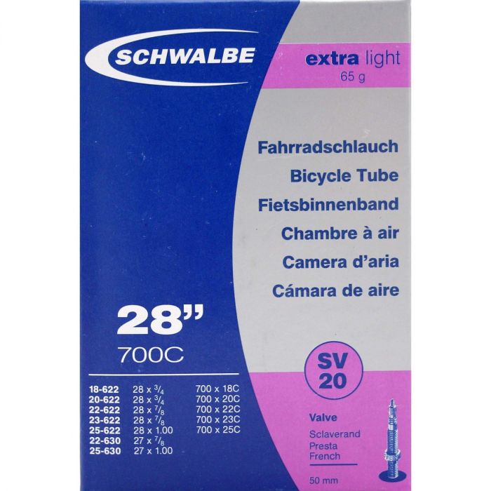 Schwalbe binnenband SV20 Extra Light 28 x 0.75 - 1.00 fv 50mm